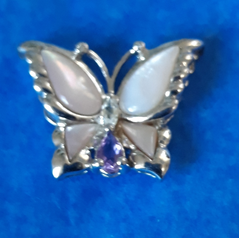 ❤❤ 925 SILVER BUTTERFLY MATHER PEARL - Picture 6 of 6